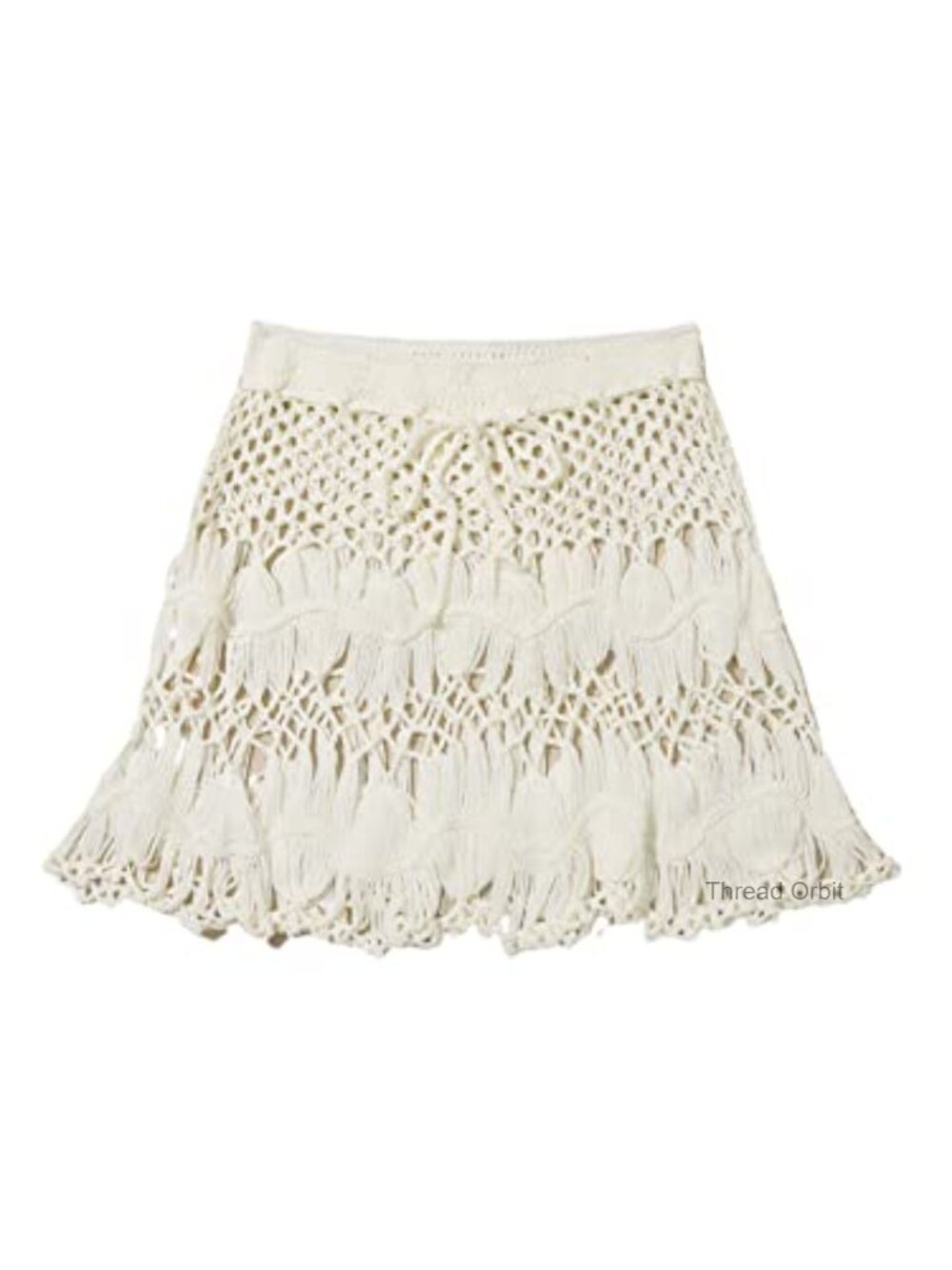 Floerns Women's Crochet Beach Cover Up Skirt Tie Waist Sheer Mini
